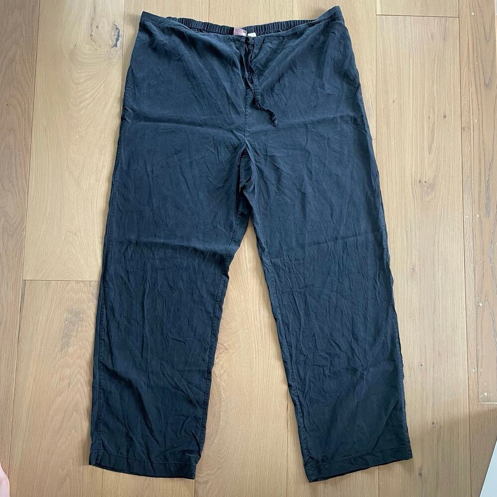 Victoria's Secret 100% Silk Black Drawstring Pants M